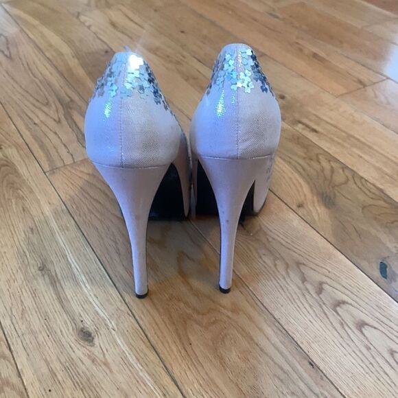 Fabulicious EUC pink with silver sequins platform high heels Size 6 - Picture 5 of 7